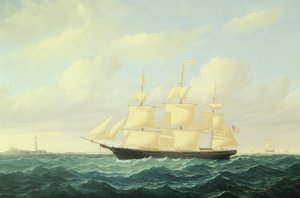 Dashing Wave -leikkurilaiva Boston Lightin edustalla, 1855